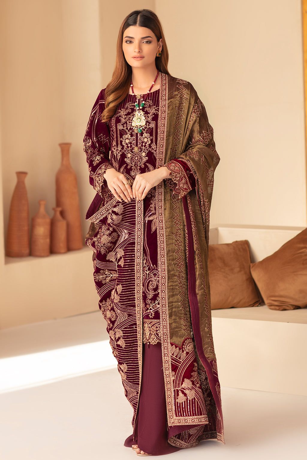 RAMSHA EMBROIDERED VELVET