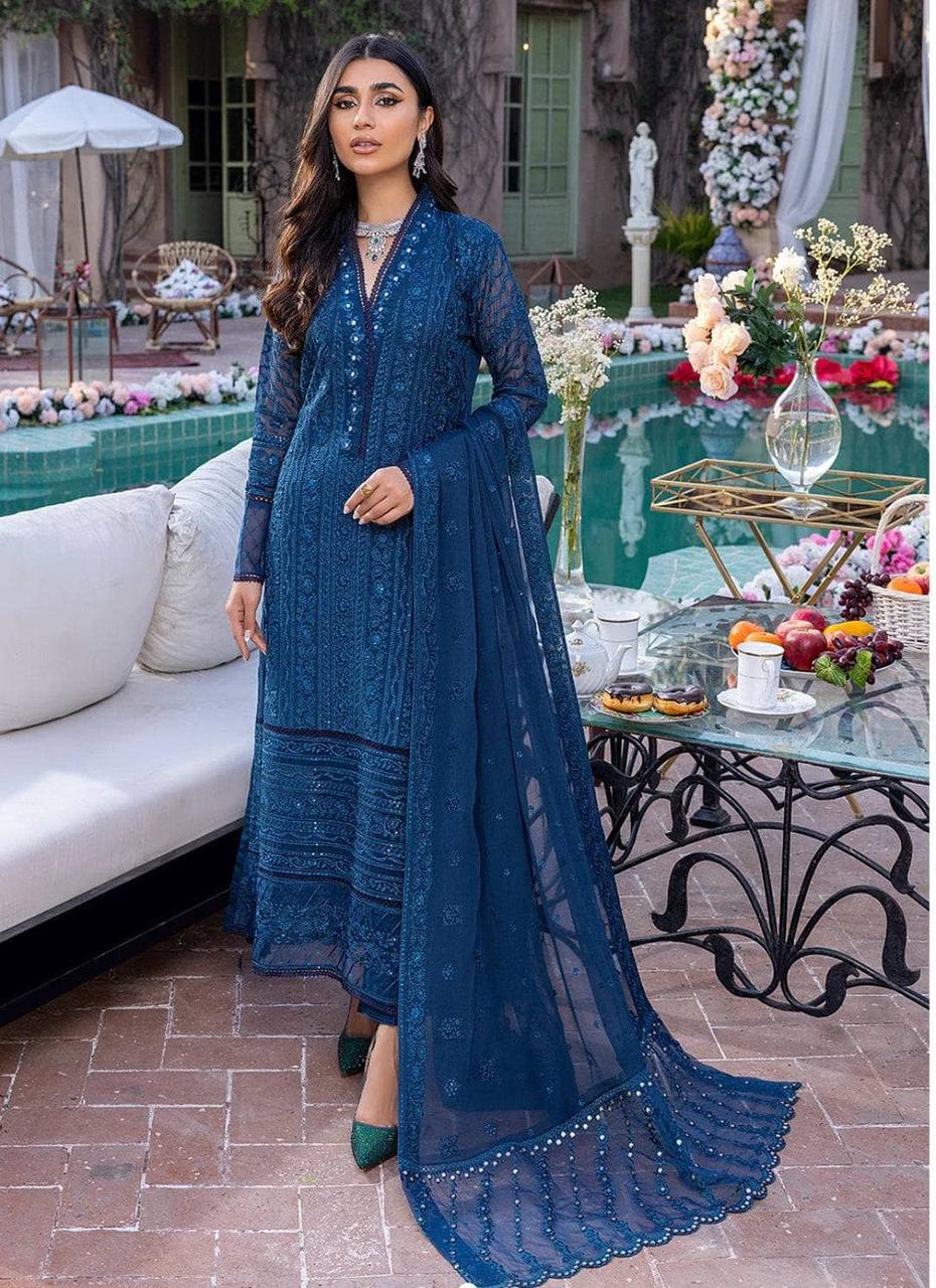 AZURE - EMBROIDERED CHIFFON MALAI