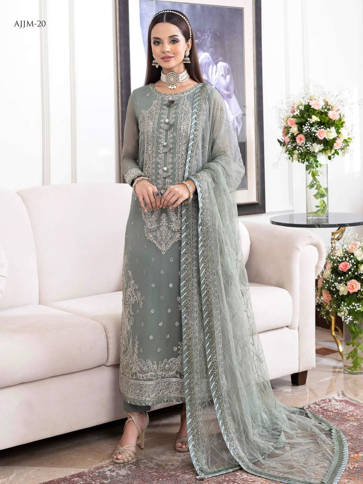 ASIM JOFA - JHILMIL EMBROIDERED CHIFFON